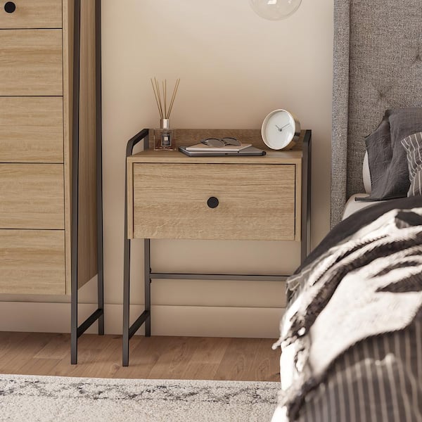 Novogratz Bushwick Nightstand with-Drawer, Natural