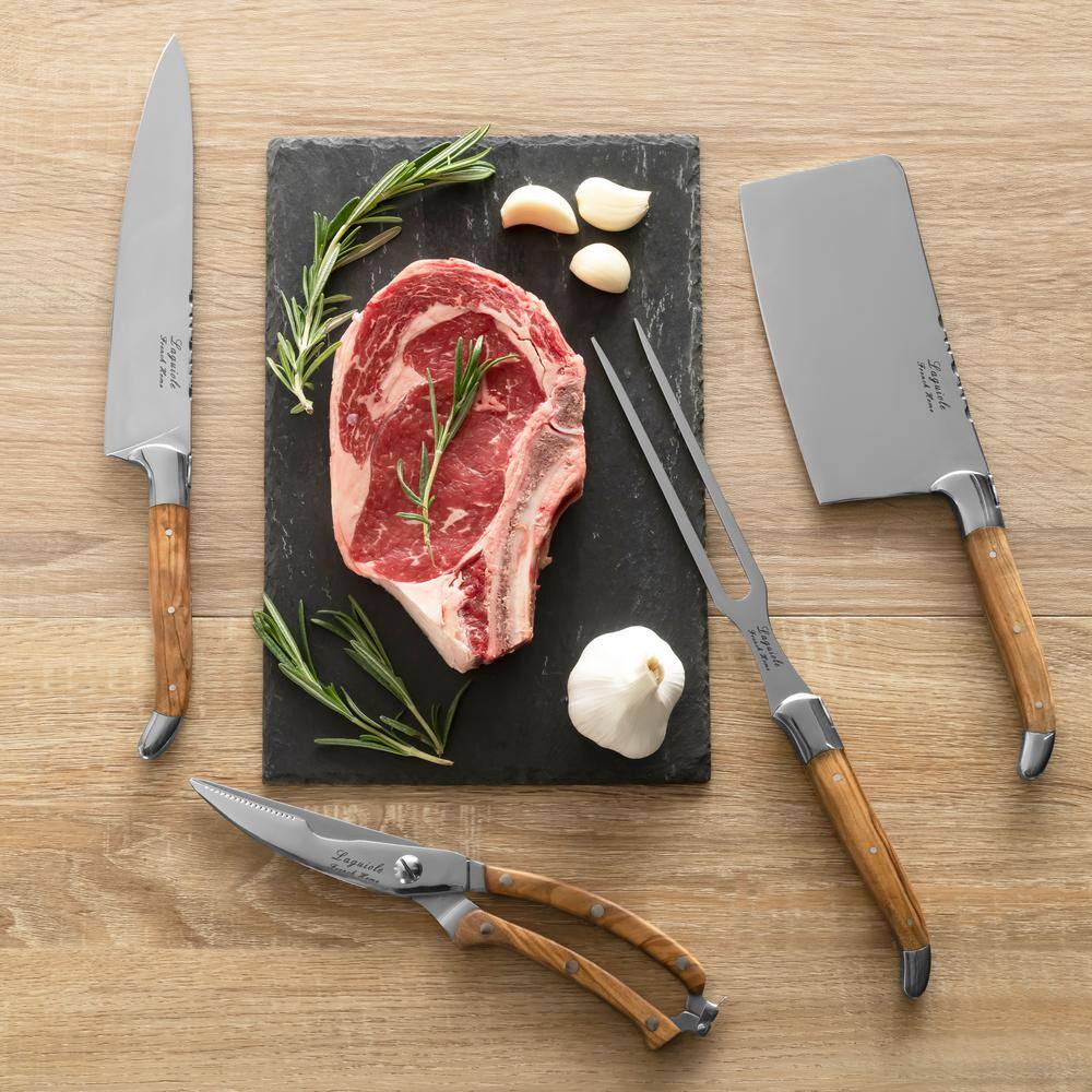 French Home French Home 4-Piece Laguiole Connoisseur Professional Chef Knife Set with Olive Wood Handles (Set of 4)