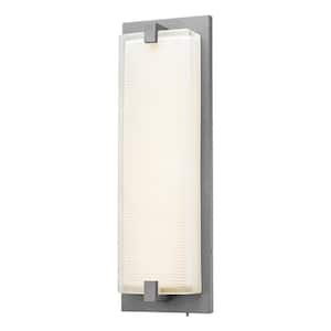 6 In.30-Watt Dimmable Large 18.6 in. 1-Light Grey LED Wall Sconce Light with Glass Shade 5-Color Temperatures Adjustable