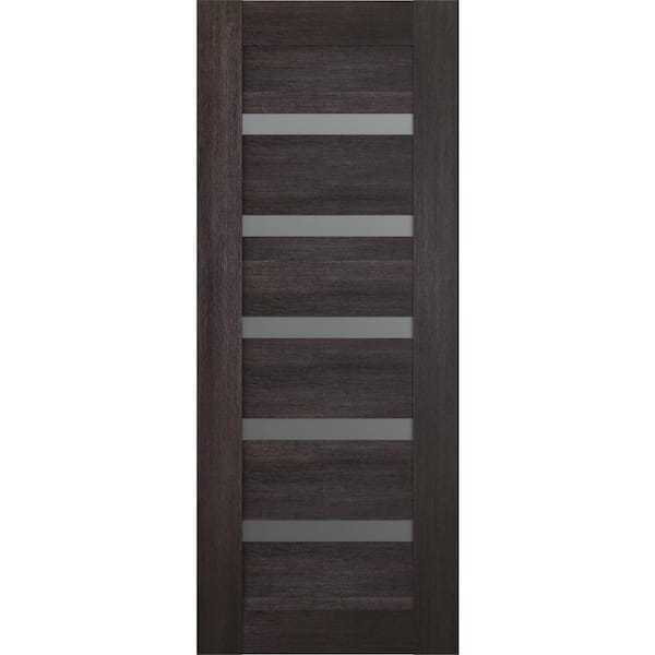 Belldinni Vona 07-04 36 in. x 80 in. No Bore Solid Core 5-Lite Frosted Glass Veralinga Oak Wood Composite Interior Door Slab