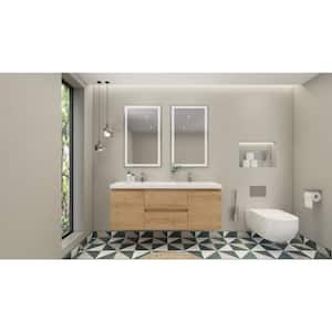 Bohemia 60 in. W Bath Vanity in New England Oak with Reinforced Acrylic Vanity Top in White with White Basins