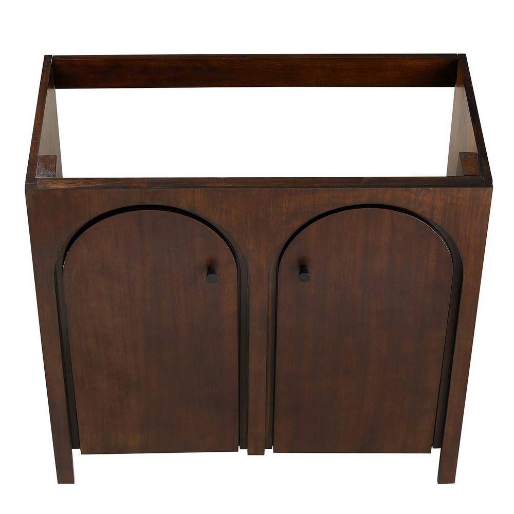Appia 36" Walnut Bathroom Vanity Cabinet with Arched Doors