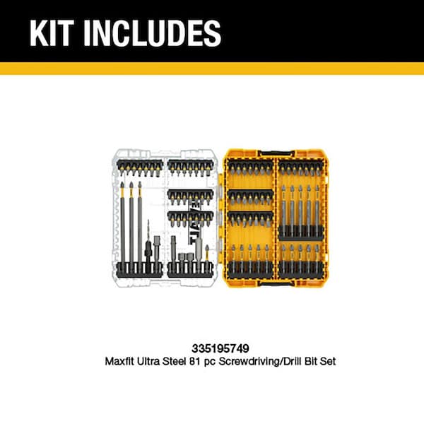 Maxfit Ultra Steel Screwdriving/Drill Bit Set (81-Piece) with Medium Toughcase