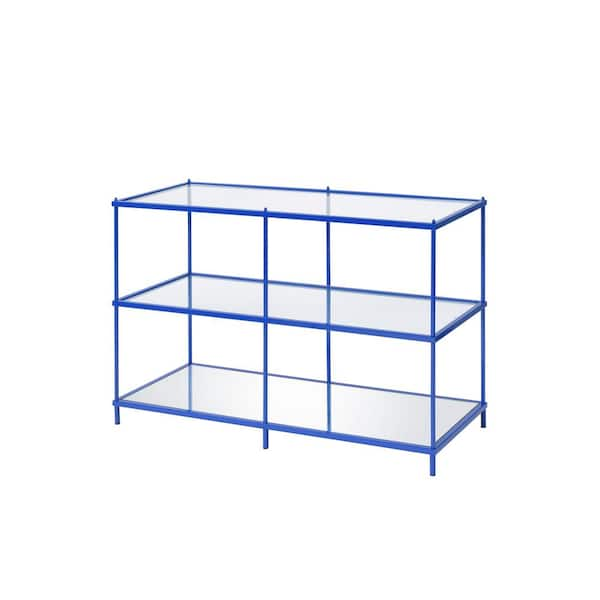 Furniture of America Upland 42 in. Blue Rectangular Glass Top Console ...