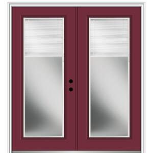 72 in. x 80 in. Internal Blinds Left-Hand Inswing Full Lite Clear Glass Painted Steel Prehung Front Door
