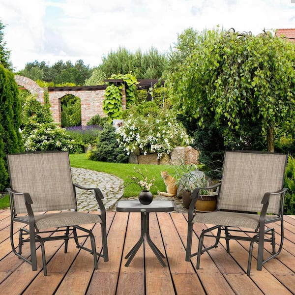 moda furnishings 3-Piece Metal Patio Conversation Set with Coffee Table
