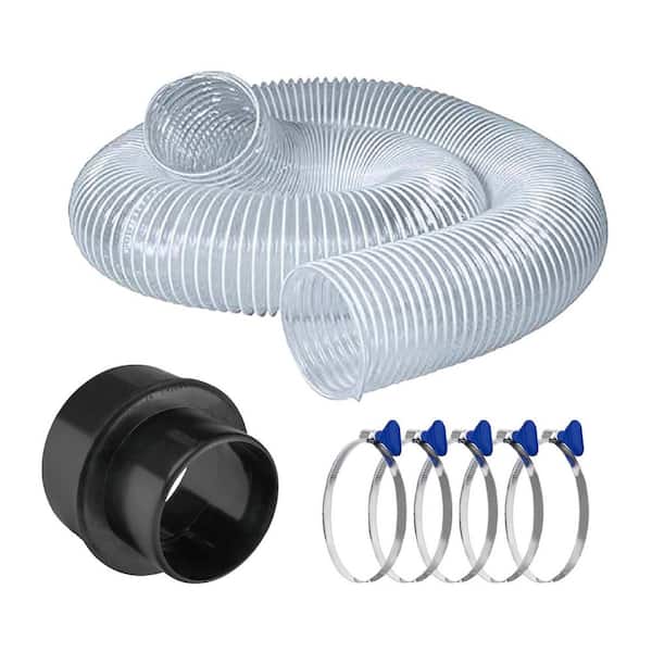 ‎POWERTEC 3 in. x 10 ft. PVC Dust Collection Hose with 4 in. to 3 in. Reducer and 3 in. x 5 Key Hose Clamp