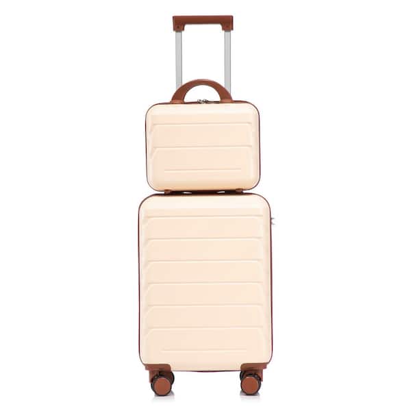 Polibi 2-Pieces Beige ABS Plastic Luggage Set with Combination