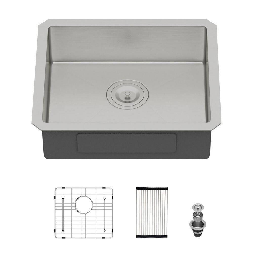 18 in. Undermount Singel Bowl 16 Gauge Brushed Nickel Stainless Steel Kitchen Sink with Drain price history on PriceWatchPro