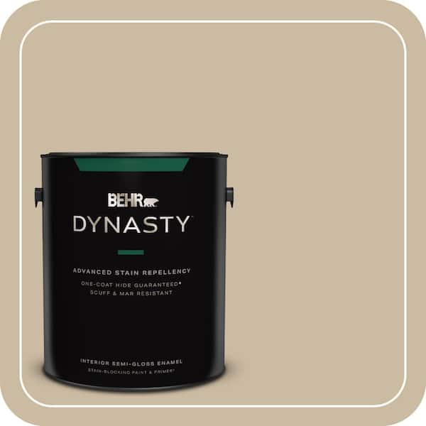BEHR DYNASTY 1 gal. #MQ2-26 Windsor Tan One-Coat Hide Semi-Gloss Enamel Interior Stain-Blocking Paint & Primer