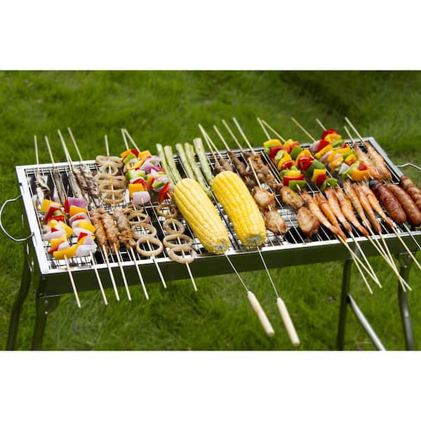28.8 in. Portable Charcoal BBQ Grill in Silver YBX-KS-01 - The Home Depot
