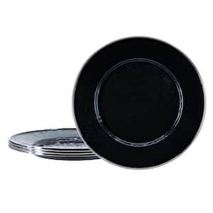 Solid Black 8.5 in. Enamelware Round Sandwich Plates (Set of 4)