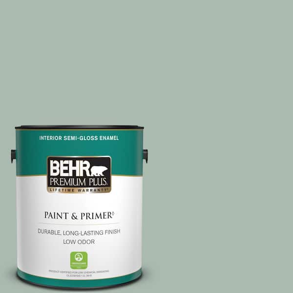 BEHR PREMIUM PLUS 1 gal. #PPU11-14 Zen Semi-Gloss Enamel Low Odor Interior Paint & Primer