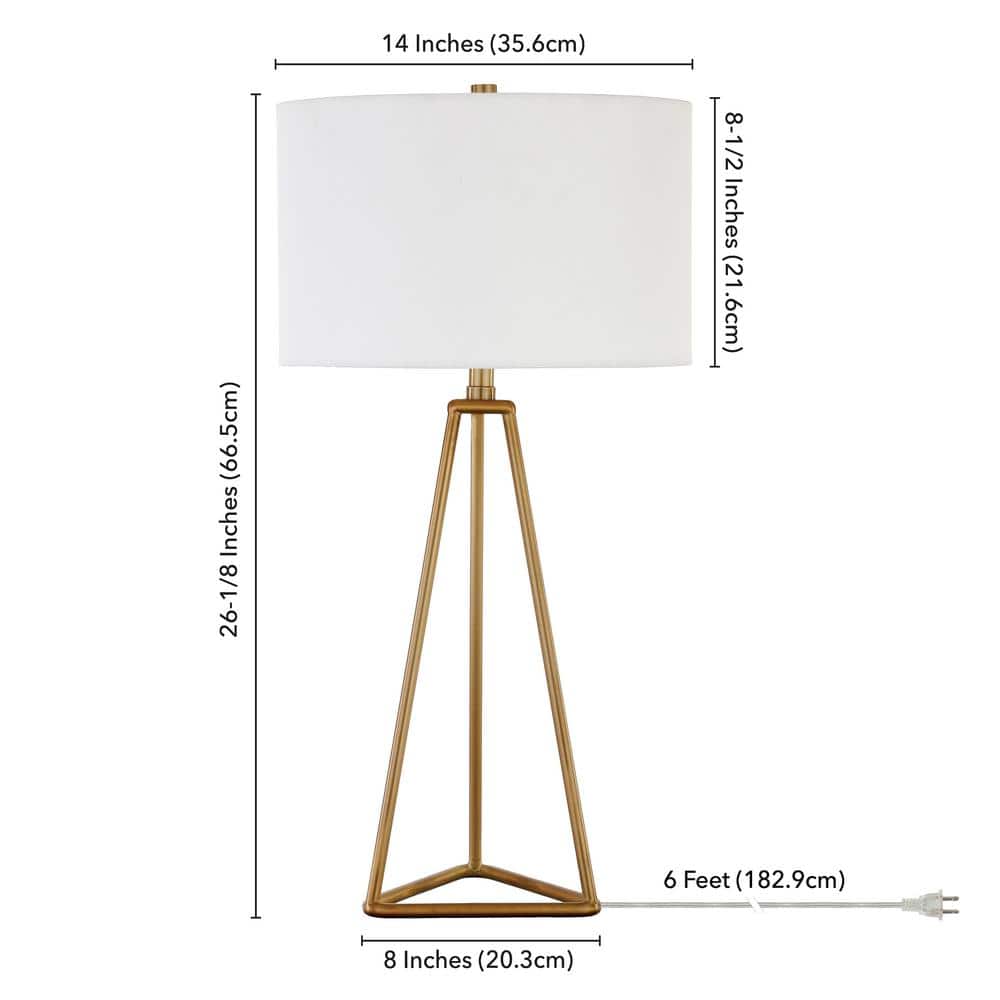 Gino 26" Brass Table Lamp with Off-White Fabric Shade - Smart Home Compatible