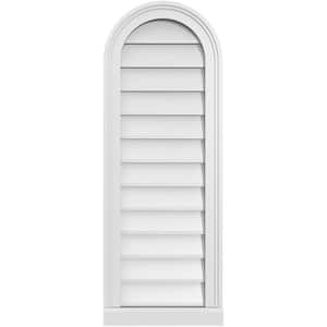 14 in. x 38 in. Round Top Surface Mount PVC Gable Vent: Decorative with Brickmould Sill Frame