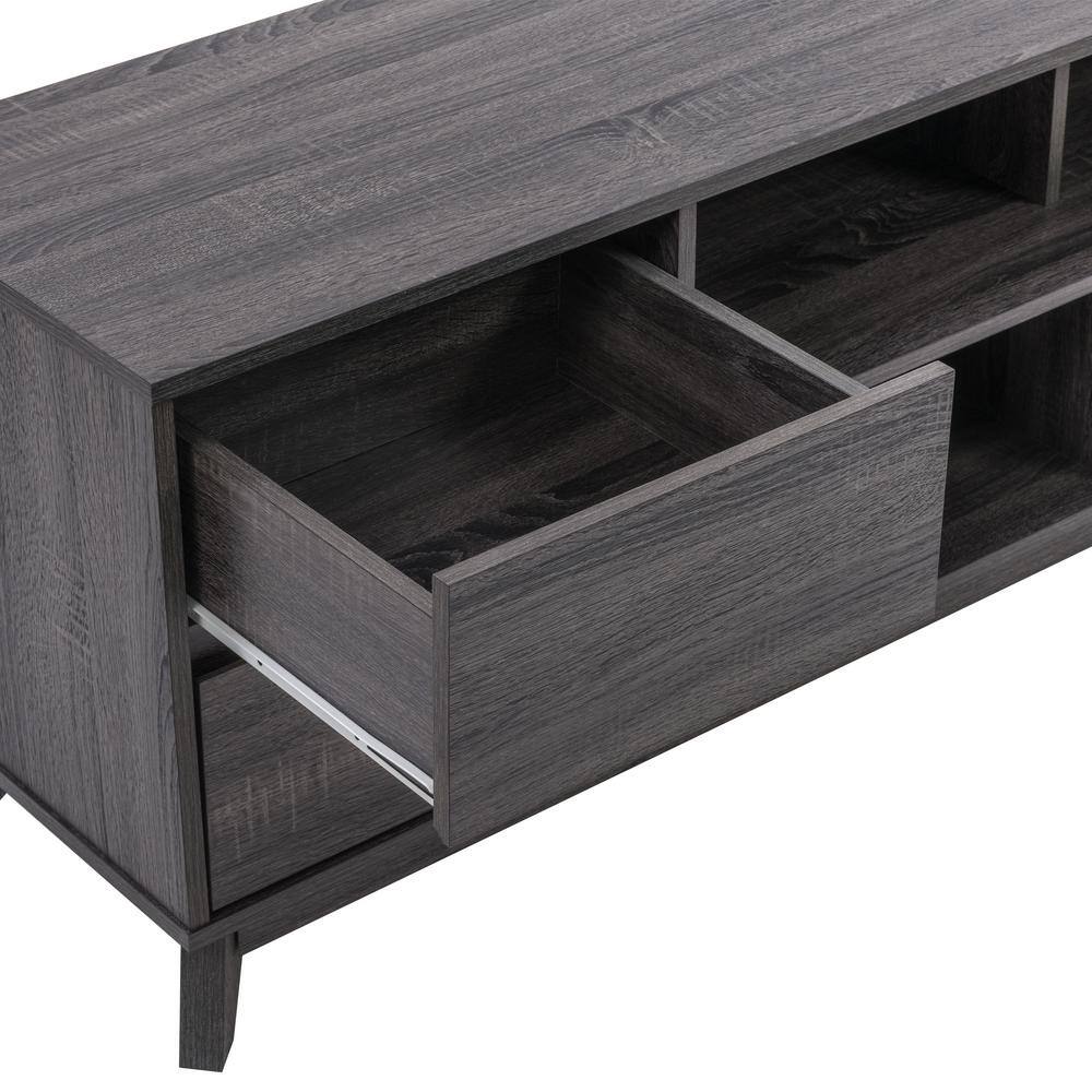 Gray Wood Grain TV Stand with Drawers for TVs up to 85"