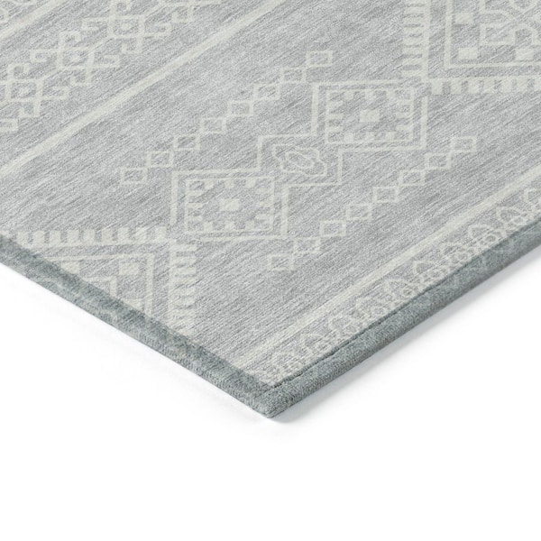 Chantille Machine Washable Indoor/Outdoor Abstract ACN901 Silver 1 ft. 8 in. x 2 ft. 6 in. Area Rug