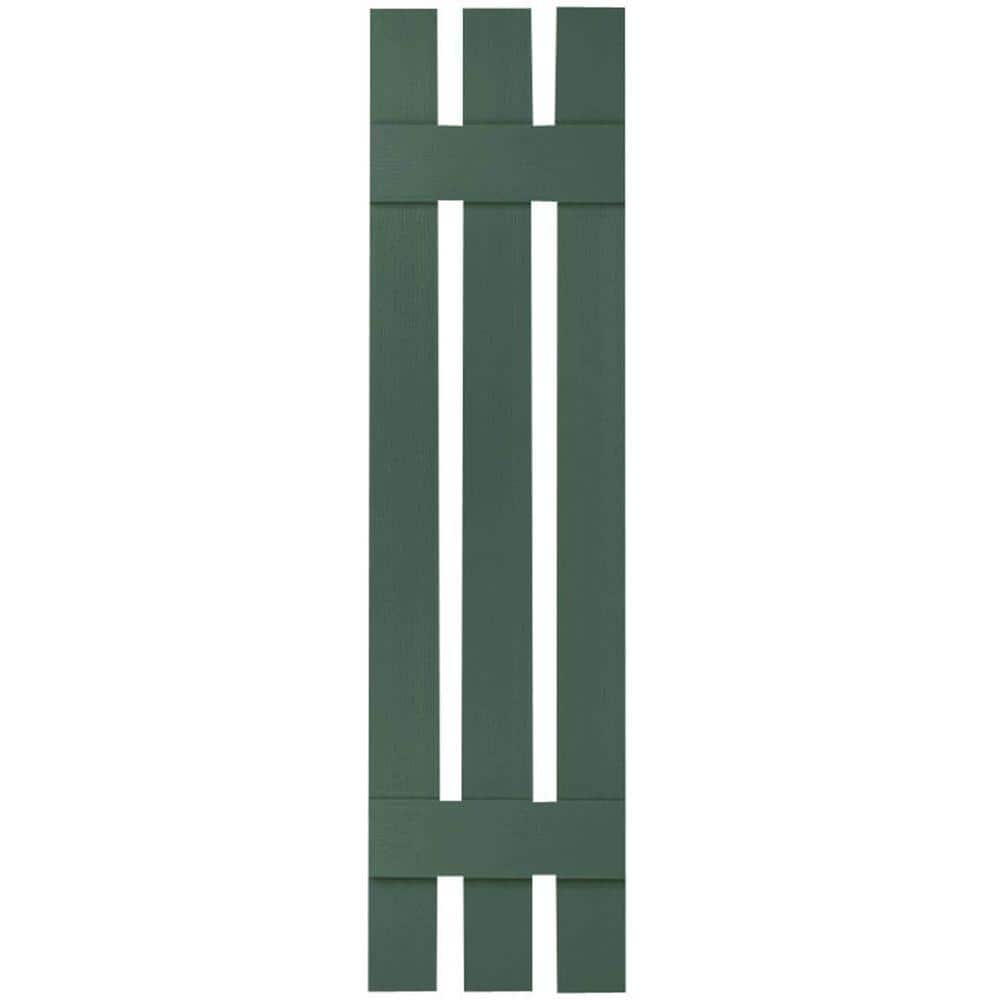 Ekena Millwork 12 in. x 35 in. Lifetime Vinyl Custom Three Board Spaced Board and Batten Shutters Pair Forest Green