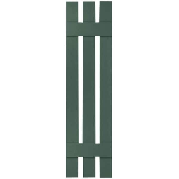 Ekena Millwork 12 in. x 36 in. Lifetime Vinyl TailorMade Three Board Spaced Board and Batten Shutters Pair Forest Green