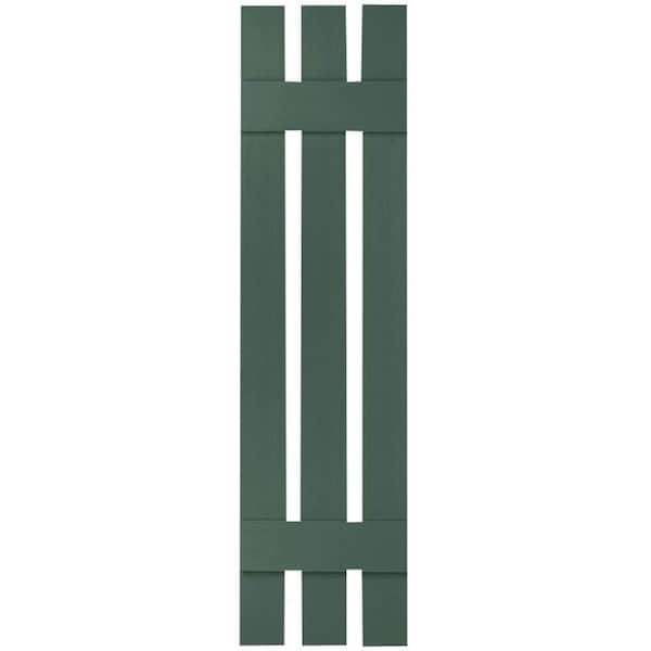 Ekena Millwork 12 in. x 41 in. Lifetime Vinyl TailorMade Three Board Spaced Board and Batten Shutters Pair Forest Green