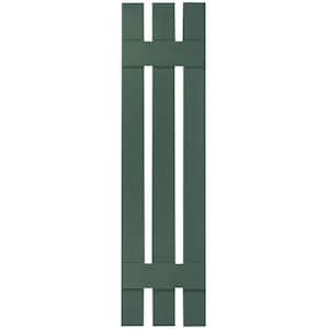 12 in. x 53 in. Lifetime Vinyl Custom Three Board Spaced Board and Batten Shutters Pair Forest Green
