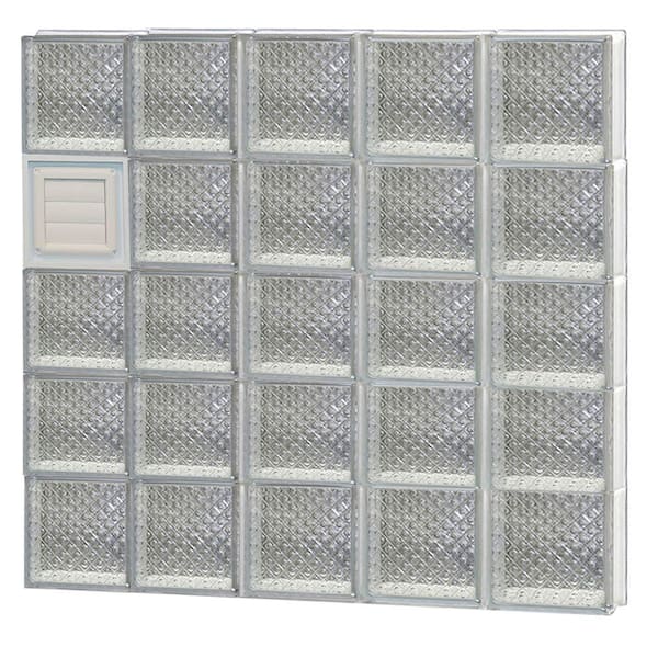Clearly Secure 38.75 in. x 38.75 in. x 3.125 in. Frameless Diamond Pattern Glass Block Window with Dryer Vent