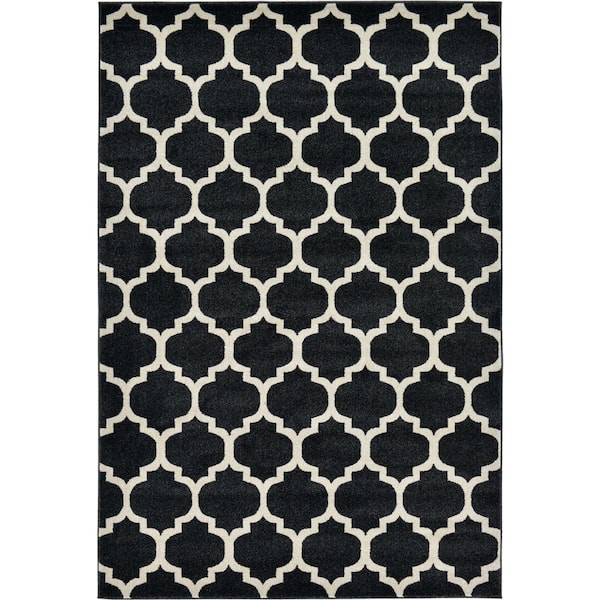 Unique Loom Trellis Philadelphia Black/Beige 6' 0 x 9' 0 Area Rug