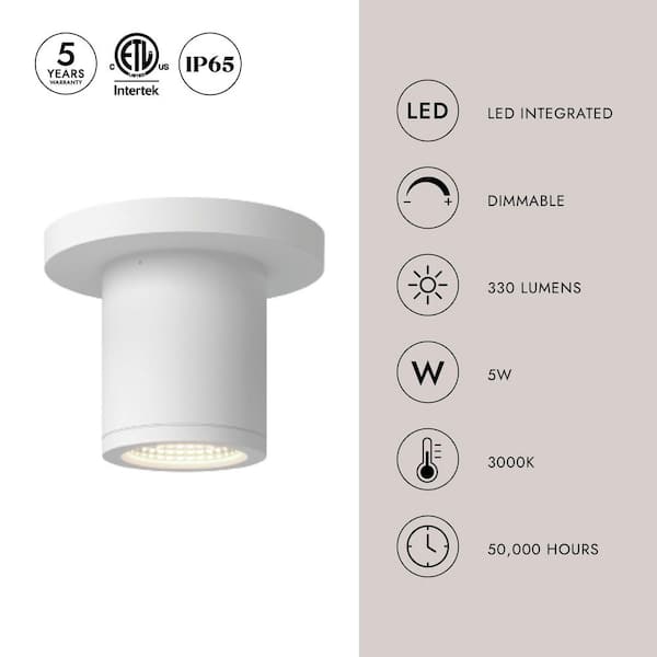 KUZCO Nordic 3-in (2-in Dia. ) Black LED Exterior Semi-Flush Mount