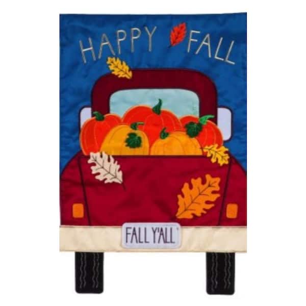Meadow Creek Fall Y'all Pickup Truck 1.04 ft. x 1.4 ft. Applique Garden Flag