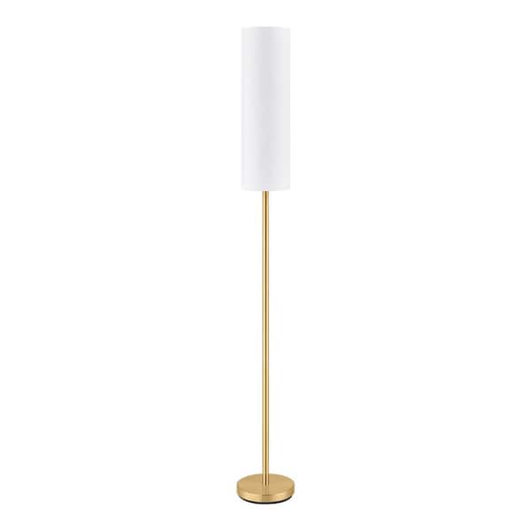 Hampton Bay McCarthy 66.5 in. 1-Light Gold Floor Lamp with Slender Fabric Shade