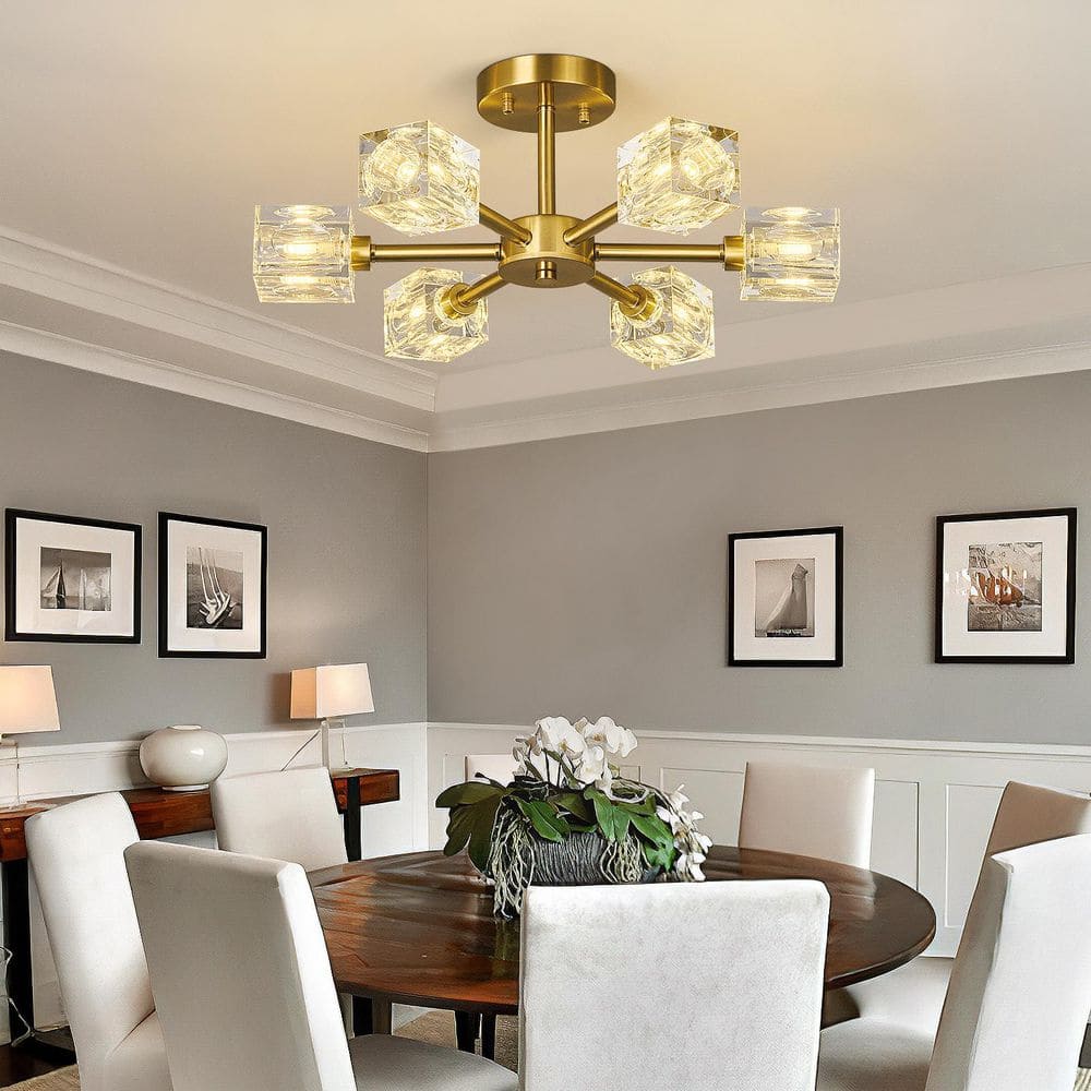 ZHLWIN Home Lighting 6-Light Gold Semi Flush Mount Ceiling Light Modern ...