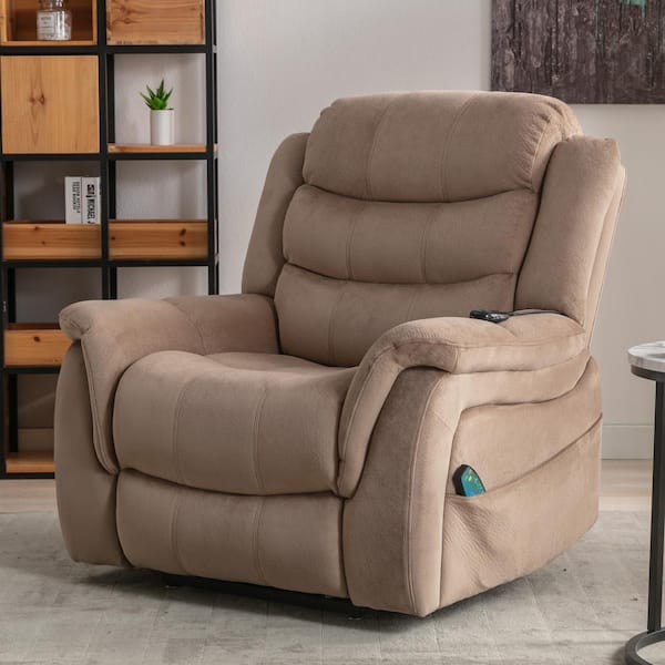 41 in. Camel Large Microfiber Power Lift Recliner w/ 8-Point Vibration Heating Massage Assistance Recliner w/ Dual Motor