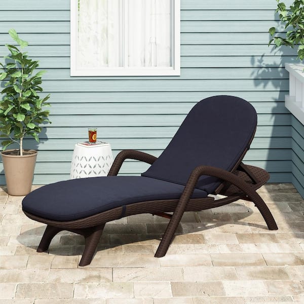 Noble House Primrose 28 in. x 36.0 in. Outdoor Patio Chaise Lounge Cushion in Navy Blue