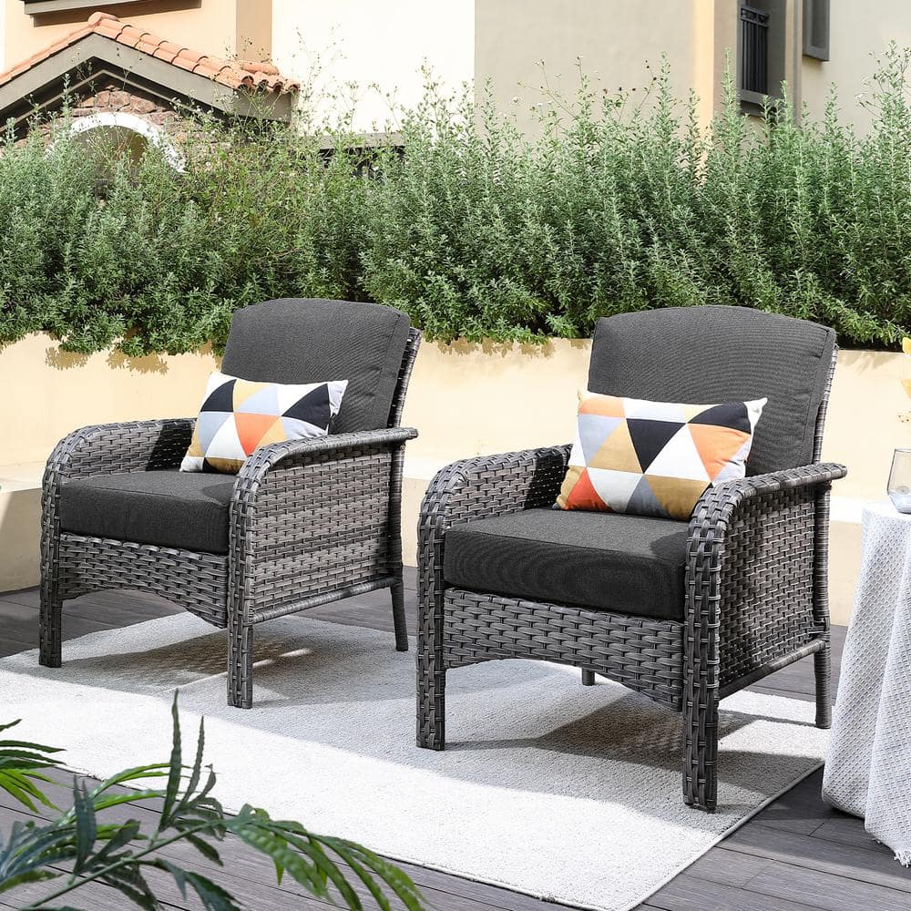 HOOOWOOO Venice Gray 2-Piece Wicker Modern Outdoor Patio Conversation ...