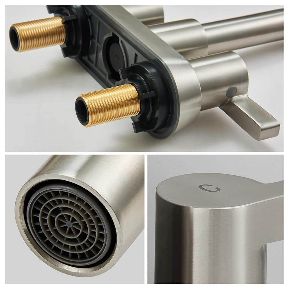 Brushed Nickel 4-Inch Centerset Bathroom Faucet with Pop-Up Drain