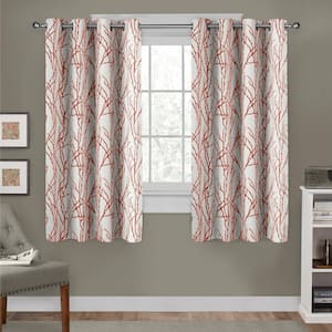 Branches Mecca Orange Nature Light Filtering Grommet Top Curtain, 54 in. W x 63 in. L (Set of 2)