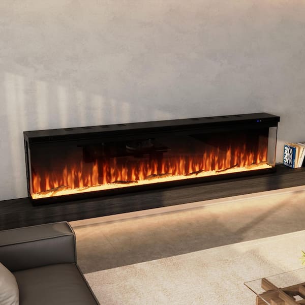 Kingdely 72 in. Wall Mount Electric Fireplace in Black with 3