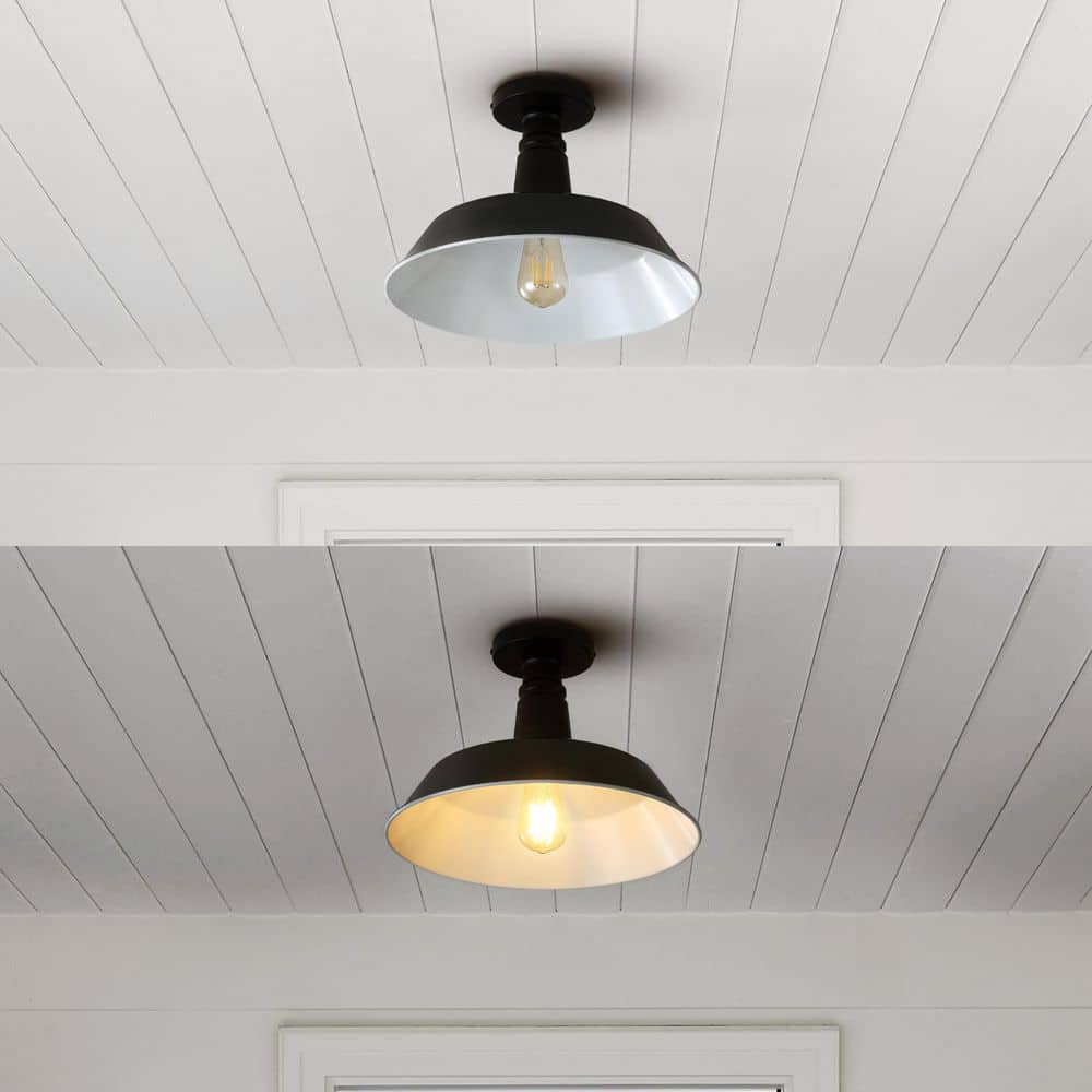 Camila Vintage Industrial Black Metal LED Ceiling Light