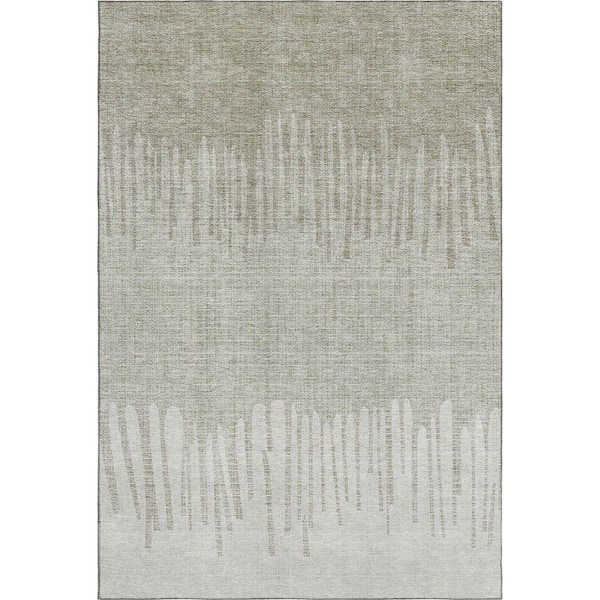 Mayfield Premium Machine Washable Abstract AMF2135 Putty 10 ft. x 14 ft. Area Rug