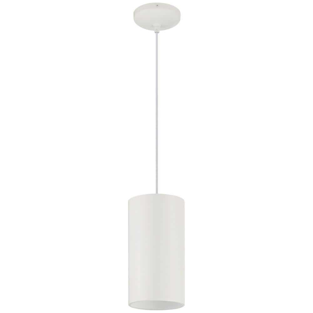 Pilson XL Matte Black and White Glass Drum Pendant Light