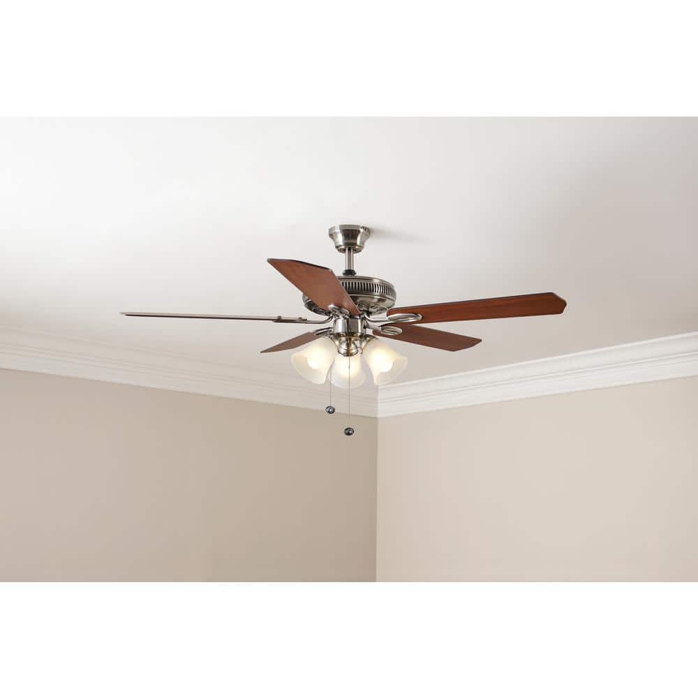 Hampton Bay Glendale 52 in. LED Indoor Brushed Nickel Ceiling Fan
