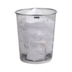 Network Collection, Waste Paper Basket, 4.4 Gallon Capacity, Reinforced Solid Rim and Base, Metal Mesh, Silver