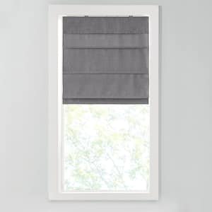 Leo Grey Cordless Polyester Total Blackout Roman Shade 33 in. W x 64 in. L