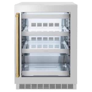 24 in. Touchstone Single Zone 151 Can Beverage Fridge with Stainless Steel Glass Door and Polished Gold Handle
