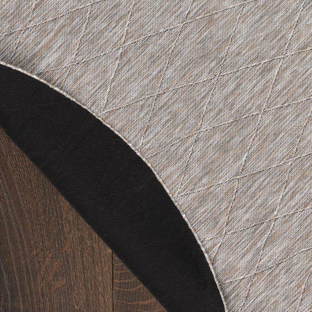 Grey Mocha Round Geometric Synthetic Washable Area Rug