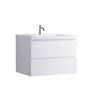 29.65 in. W x 19.7 in. D x 21.65 in. H Floating Bath Vanity in White with White Ceramic Top and Sink