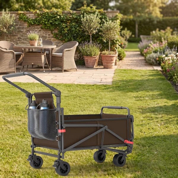 4.63 cu. ft. Metal Garden Cart with 6.5" Tires,400 Lbs Capacity  in Brown