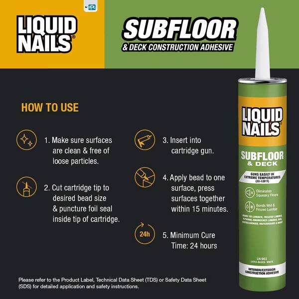 Liquid Nails - Subfloor and Deck 28 oz. Tan Low VOC Construction Adhesive (12-Pack)