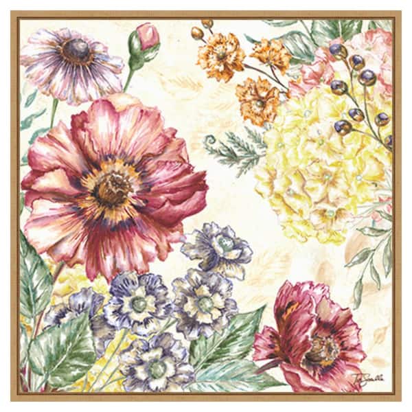 Amanti Art Wildflower Medley I by Tre Sorelle Studios 30 in. W x 30 in. H Canvas Float Frame in Brown