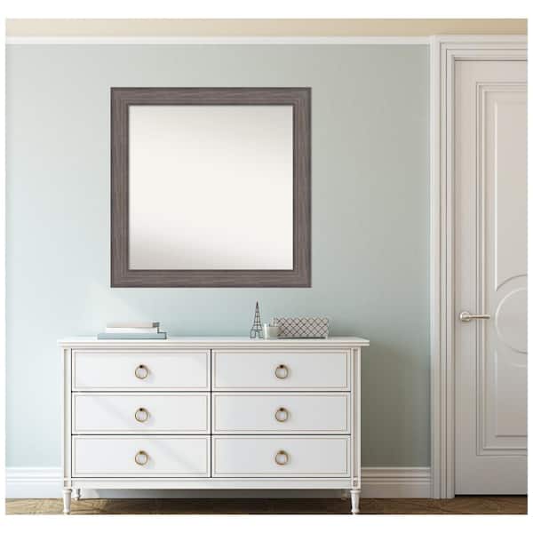 Amanti Art Medium Rectangle Distressed Brown Modern Mirror (32.25 in. H x 32.25 in. W)